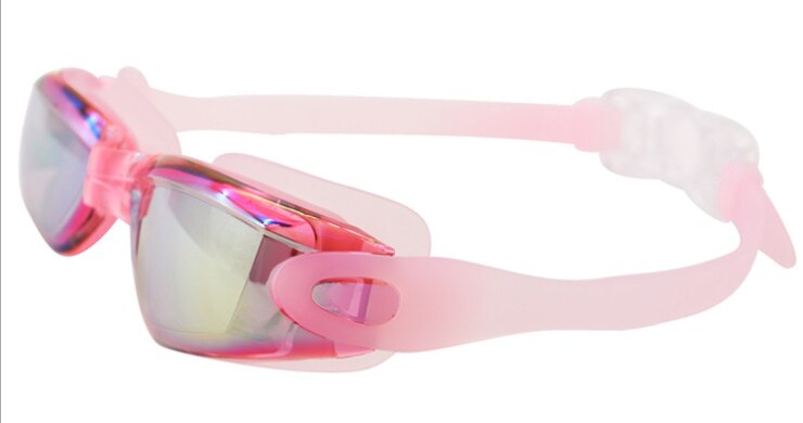 Svømmebriller briller med ørepropper næseklemme elektroplade vandtæt silikone очки для плавания adluts: Lyserød