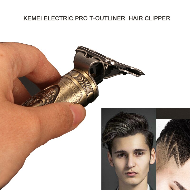KEMEI KM-1974A Hair Clipper Buddha Head Metal Hair Trimmer USB Charging Beard Trimmer Hair Cutting