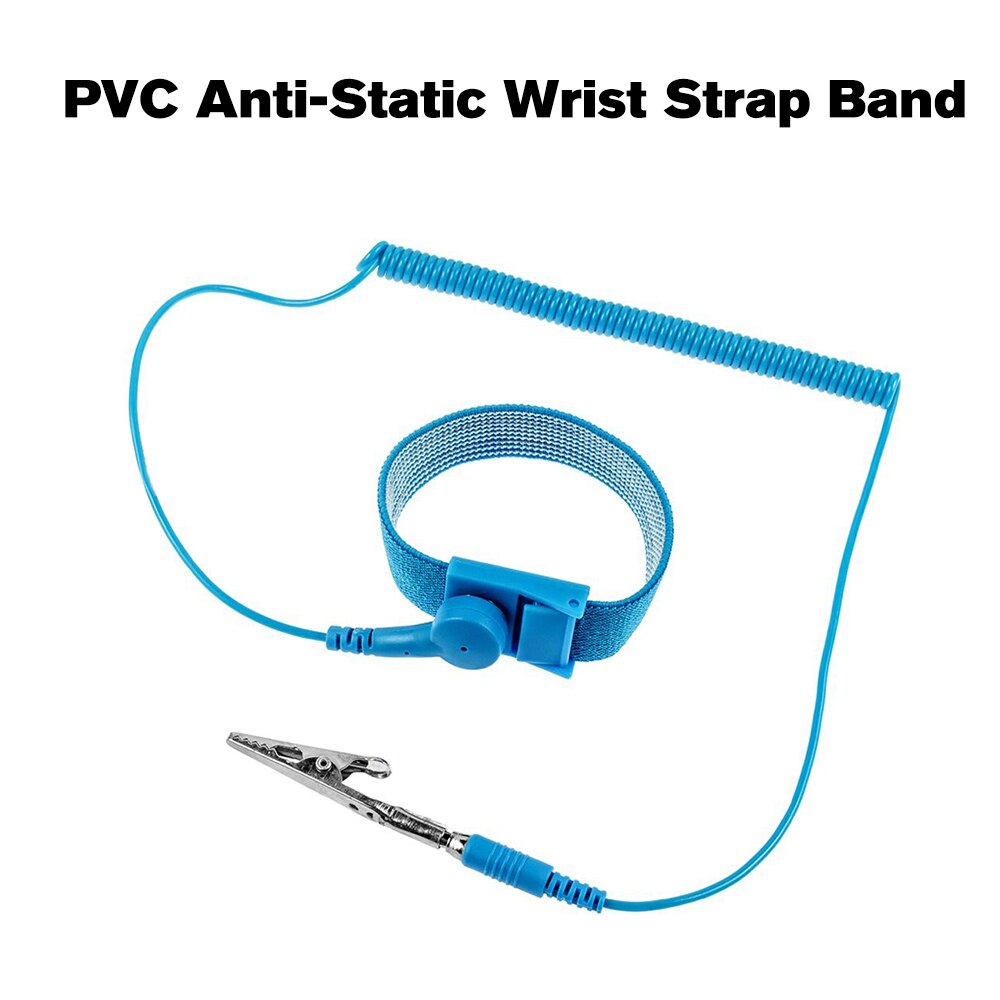 PVC Anti-Static Wrist Strap Band ESD Discharge AntiStatic Wrist Belt Blue