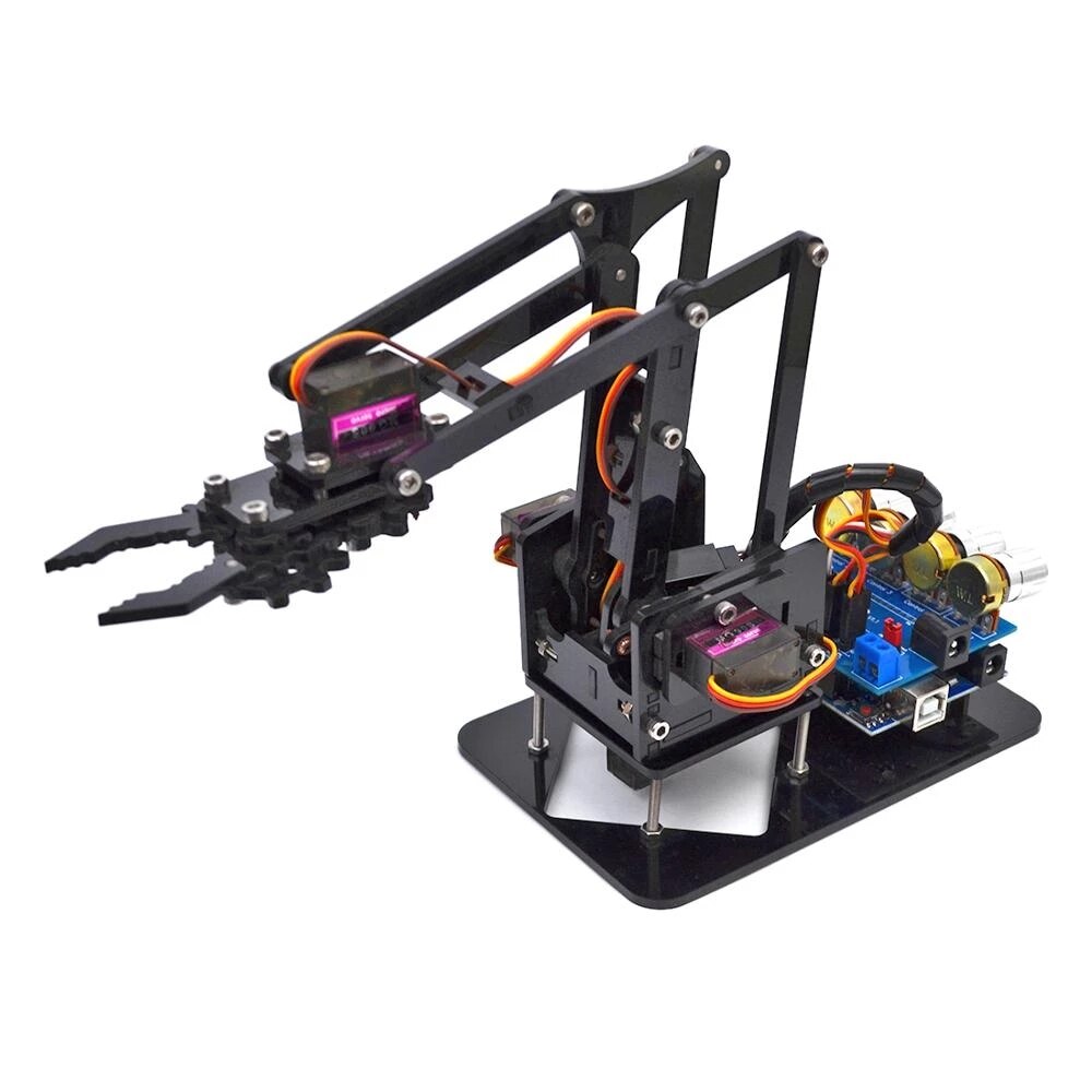 DIY Acrylic Robot Arm Robot Claw for Arduino Kit 4DOF Toys Mechanical Grab Manipulator DIY: MG90