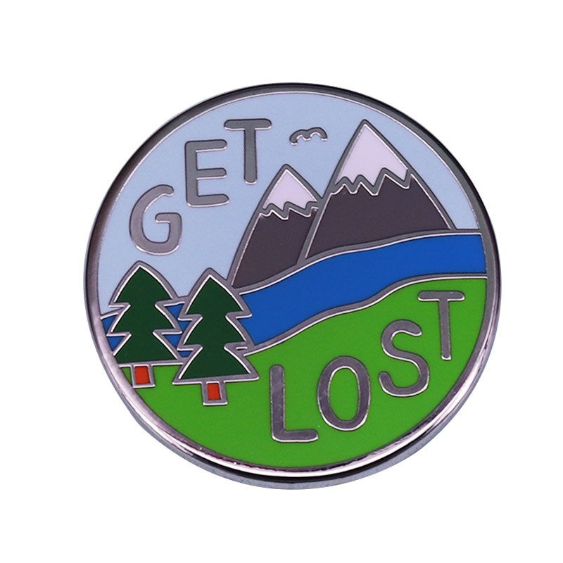 Beautiful Get Lost Adventure Button Brooch Hikers Explorers and Day Dreamers Perfect Accessory