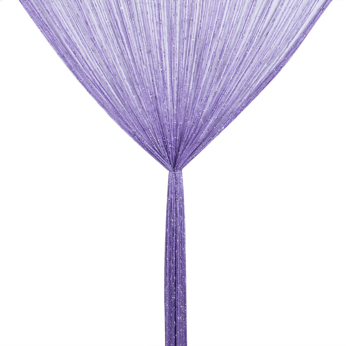 Luxury glass curtain 200x100cm Flash line bright tassel door curtain window divider home decoration curtains: Mauve