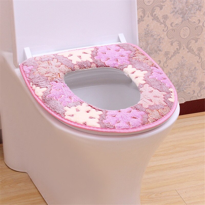 Calentador de baño con patrón de copo de nieve, alfombrilla lavable para asiento de inodoro