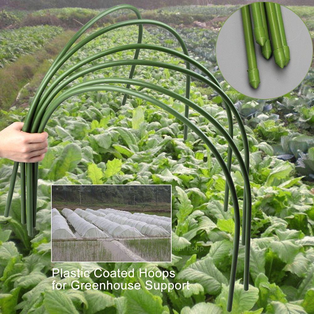 Greenhouse Hoops Garden Plant Hoop 4ft Long with Plastic Coated Rust-Free Grow Tunnel Hoops for Garden Stakes Fabric