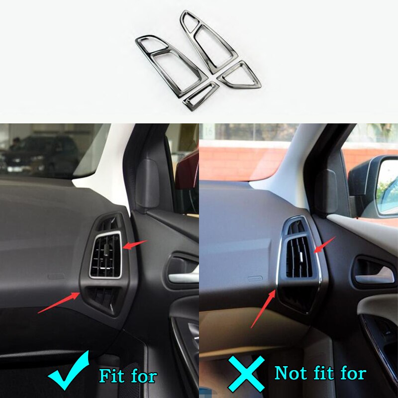 For Ford Focus MK3 stainless steel Interior dashboard air conditioner vent Trim 4PCS LHD LEFT HAND SIDE: Black