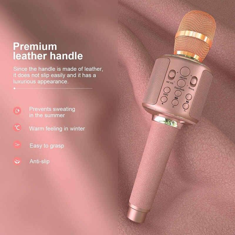 Wireless Bluetooth Karaoke Microphone with Solo/Duet Karaoke Mics, 4 in 1 Portable Handheld Singing Rechargeable Mic