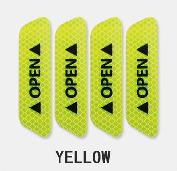Car Sticker Stickers Car Reflective Sticker OPEN Reflective Tape Warning Mark Open Notice Accessories Car-styling Safety Mark: Yellow 4pcs