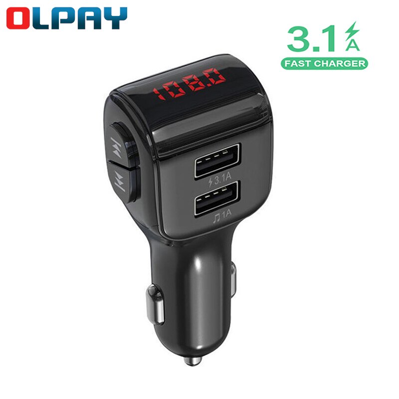 Bluetooth 5.0 mp3 Dual USB Charger Car Player FM Transmitter 3.1A smart Fast Charge FM transmitter Support TF Card Car Kit