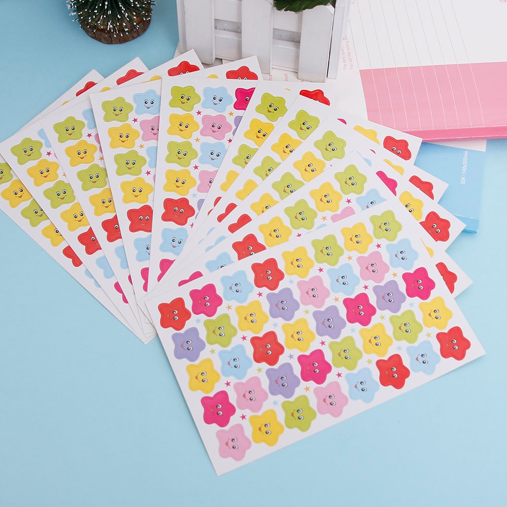 6/10pcs Smile Stars Smiley Faces Stickers Decor Childrens School Teacher Useful Reward Well Done Stickers Scrapbook Decor