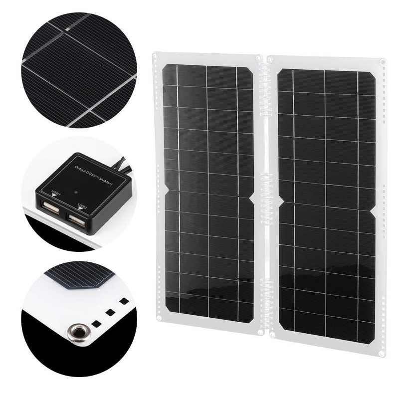 20W 12V Portable Solar Panel Folding Monocrystal Charger Board for Outdoor Travel Camping Folding Solar Panel