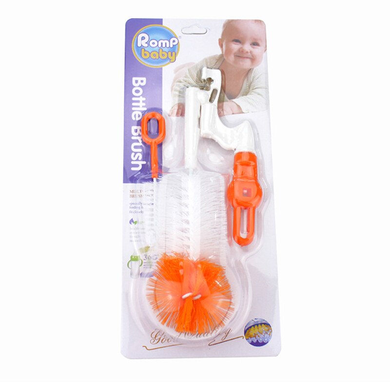 Conjunto de escova de garrafa de bebê plástico reutilizável mamilo de enfermagem conjunto de escova com alça dobrável ferramenta de limpeza de garrafa de bebê mais limpo