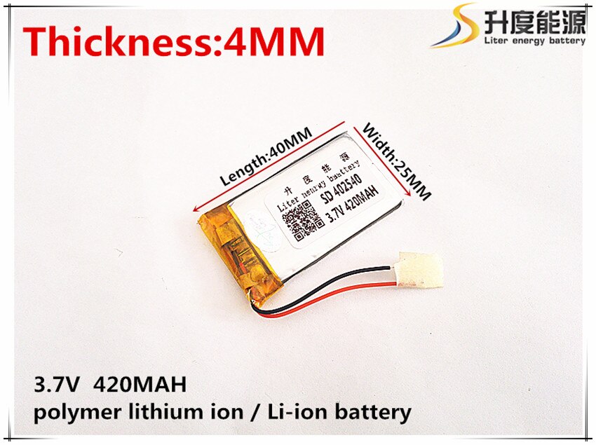 3.7v 420 mah 402540 lithium-polymer li-po li ion genopladelige battericeller til  mp3 mp4 mp5 gps mobil tabletbatteri