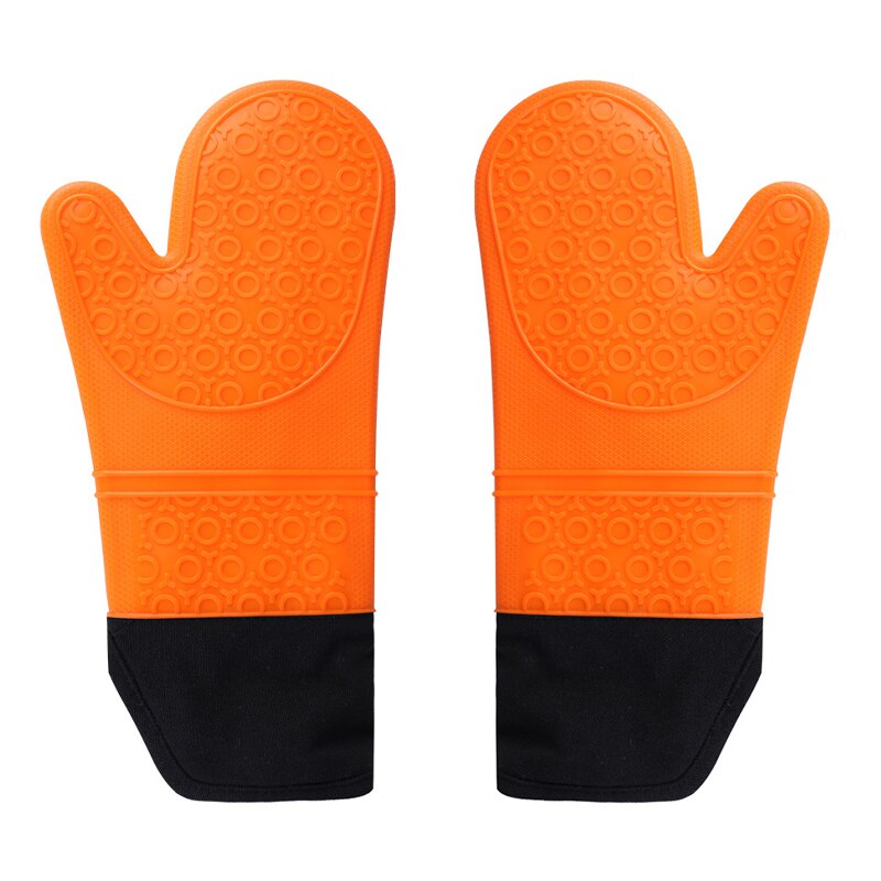 Doppel Schicht Backen Handschuhe Wärme-Beständig Silikon Handschuhe mit Baumwolle Küche Backofen Handschuhe Mikrowelle Handschuh Nicht-Unterhose Topf Halfter: 2Stck Orange