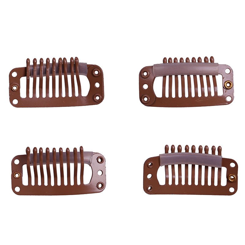 Clip de pelo Snape de 9 dientes de 3,2 cm para extensiones de cabello tejido de trama y pelucas, respaldo de silicona 100pc/bolsa