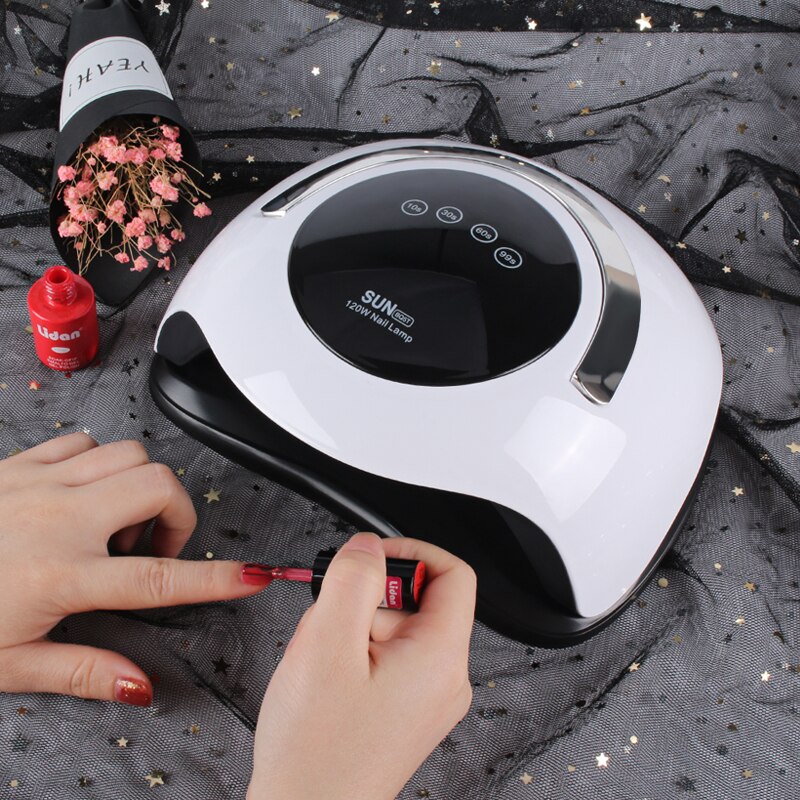SUN BQ5T-lámpara UV LED de 120W, luz de hielo de alta potencia, secado rápido de esmalte de Gel, autodetección, herramienta de manicura pedicura