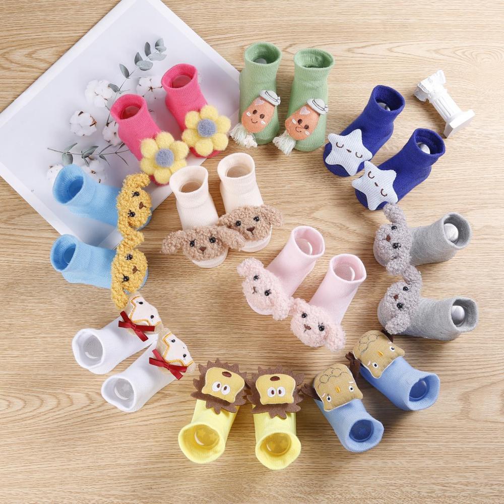 2 Paires/lot -Né Bébé Chaussettes Bébé Chaussettes En Coton Bébé Filles Belle Antidérapant Chaussettes Courtes Vêtements Accessoires Pour 0-12 Mois