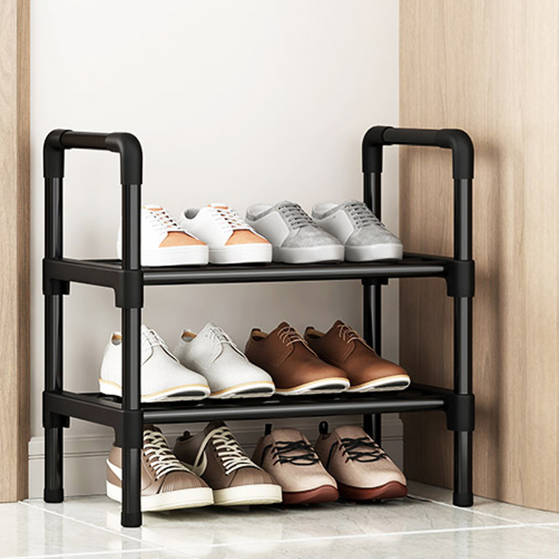 Black Elevated Shoe Rack Small Simple Multi-layer Shoe Cabinet Home Entrance Rental Housing Dormitory Storage Rack: Mixed Color