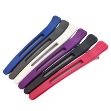 Pinces à cheveux noires pour Salon de coiffure, 6 pièces, en bouche de canard, plates, accessoires pour couper les cheveux, Diy, maison