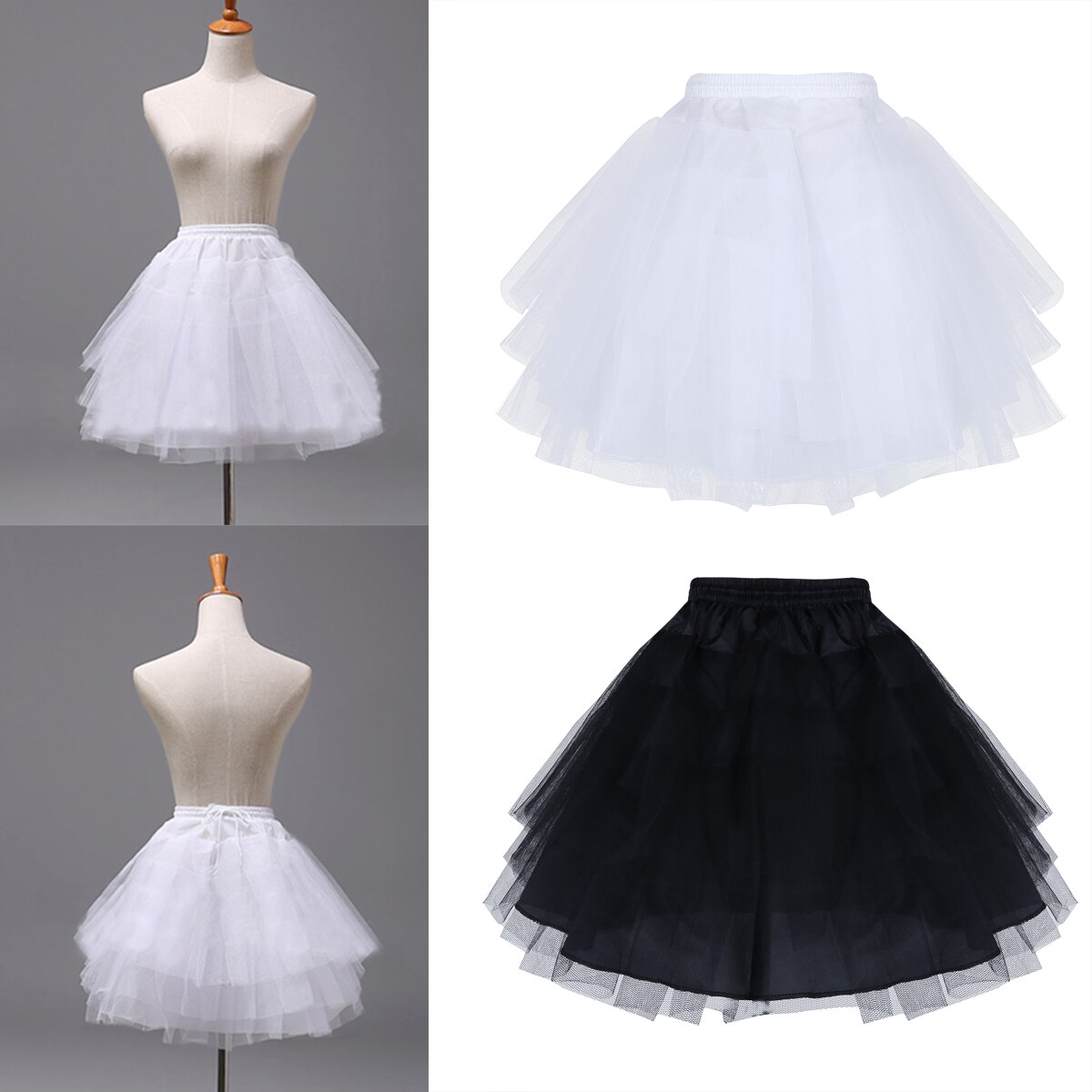 Bloem Meisjes Petticoat 3 Lagen Netto Wedding Onderrok Slip Bloem Meisje Kleding Bruiloft Half Slip Prom Crinoline Onderrokken