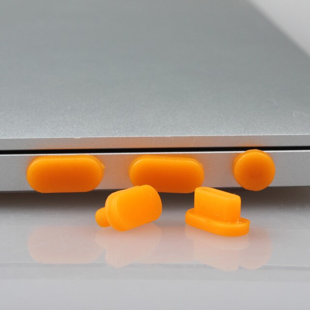 Anti wtyczki przeciwpyłowe pokrywa dla MacBook Air 13 "2018/MacBook Pro 2018 2017 2016 A1708 A1706 A1989 A1990 A1534 Port wtyczki pokrywa zestaw: Orange
