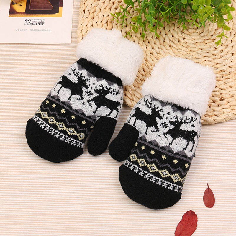 Algodão de pelúcia pele do bebê inverno luvas quentes crianças luvas para meninos meninas dedo cheio luvas natal veados