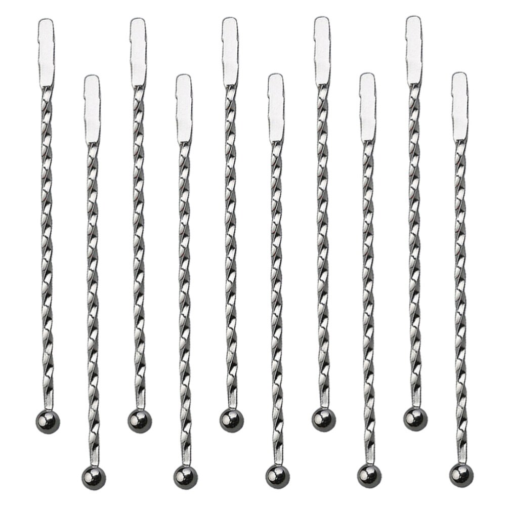 4 Pcs 304 Stainless Steel Cocktail Stirring Stick Spiral Bartender Stir Martini Stirrer for Drink Beverage (Silver)