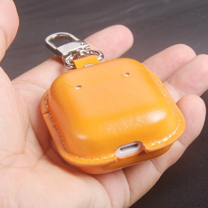 Voor realme buds air case luxe olie huid heldere pu leren hoes met haak