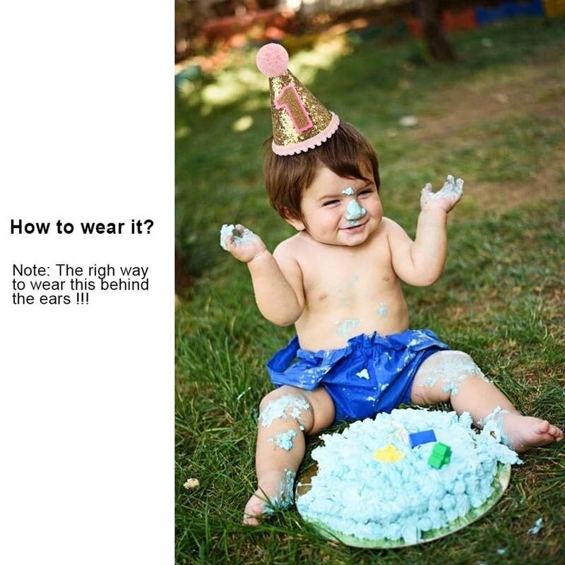 Baby 1st födelsedag hatt mini party hatt barn första pojkar hatt födelsedag födelsedagsfest flickor hatt nyfödd nautisk filt  w7 a 1
