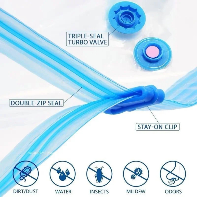 3/5PCS Vacuum Storage Bags For Clothes,Bedding,Space Saving Bags Storage Vacuum Seal Packet,Folding Compressed Organizer Bag