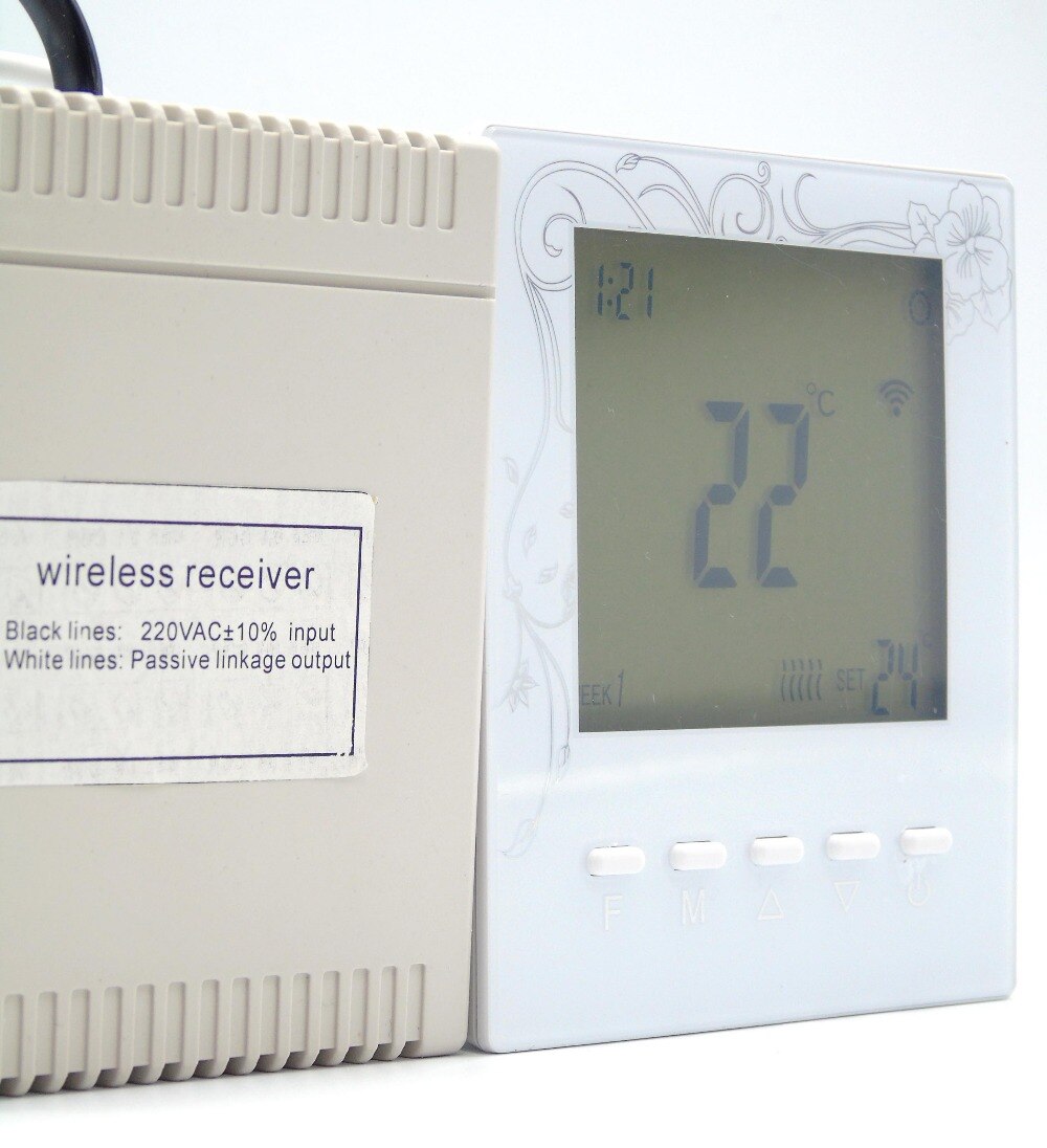 42 time bucket programmable wireless RF thermostat boiler 433mhz transmitter receiver