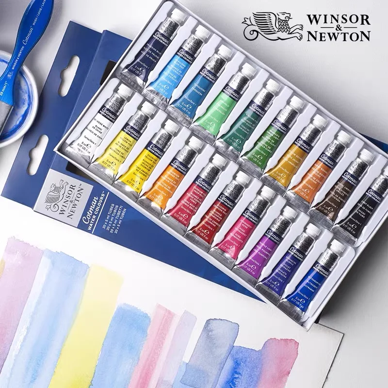 Winsor & Newton Cotman Juego de pintura de acuarela 10/20 colores, tubos de 5 ml (0,17 oz) Alta transparencia que proporcionan una excelente resistencia a la luz