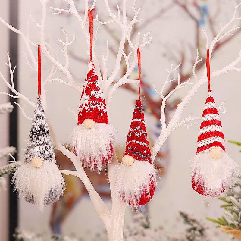 Jul plysch set hängande dekorationer gnome hatt santa skägg ornament för julgran heminredning nsv 775