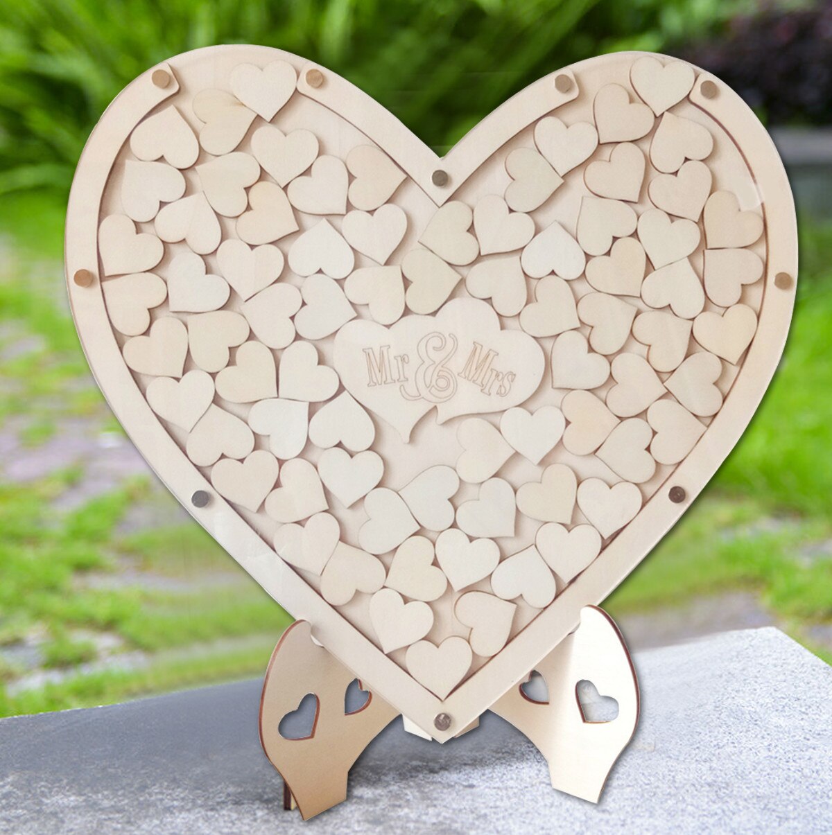 Hjärtform bröllop gästbok dekoration rustik godis hjärtlåda bröllopslåda 3d gästbok trälåda