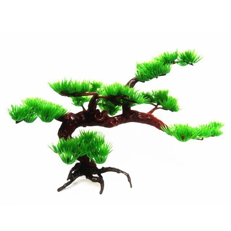 1pc Artificial Plastic Bonsai Pine Tree Aquarium Bonsai Ornament Fish Tank Artificial Pine Tree Plant Decor Aquarium Accessories