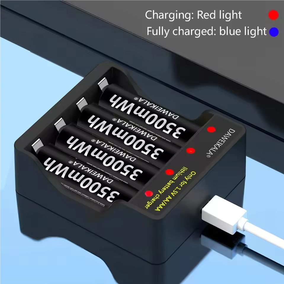 1.5v oplaadbare aa lithium-ionbatterijen met hoge capaciteit van 3500 mwh voor speelgoed met afstandsbediening, snelladen