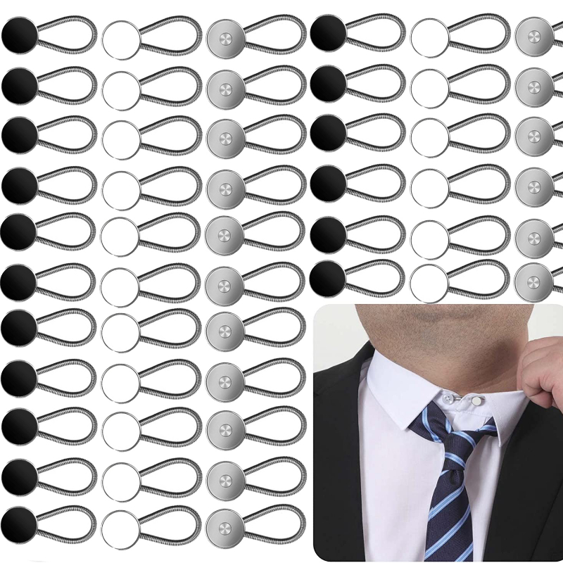 2Pcs Collar Extenders Metal Buttons Jeans Pants Waist Stretch Shirt Suit Tie Neck Expanders Flexible Lock Lengthen Buckle