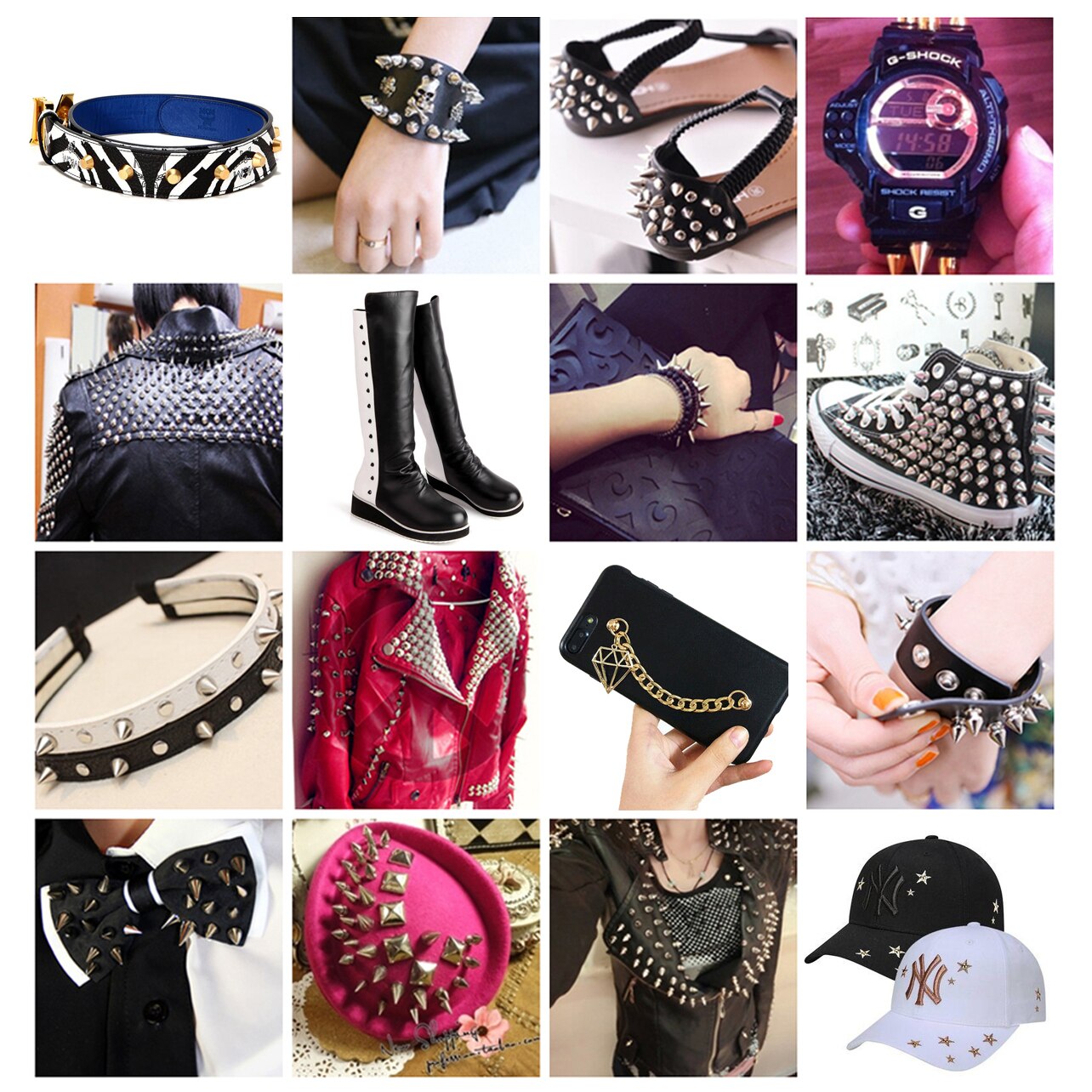 Legierung Überzug Metall Punk Scharf Sprengkopf Schraube Nieten Nieten Handwerk Leder Gürtel Armbinde Kopf Nieten Spikes Dekor Nagel Schnallen