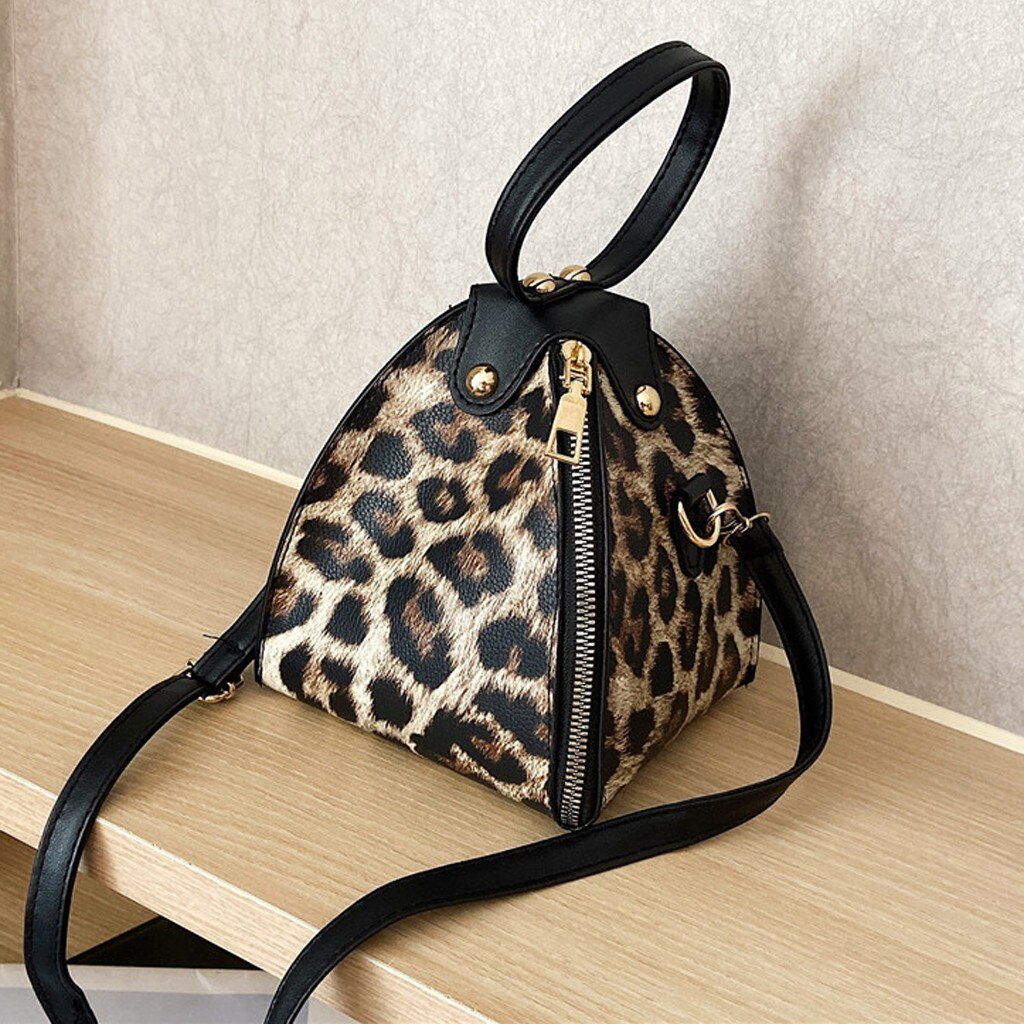 Women’ s Leopard Trend Large Capacity Leather Shoulder Bag Messenger Bag Portable Crossbody girls Messenger Bags