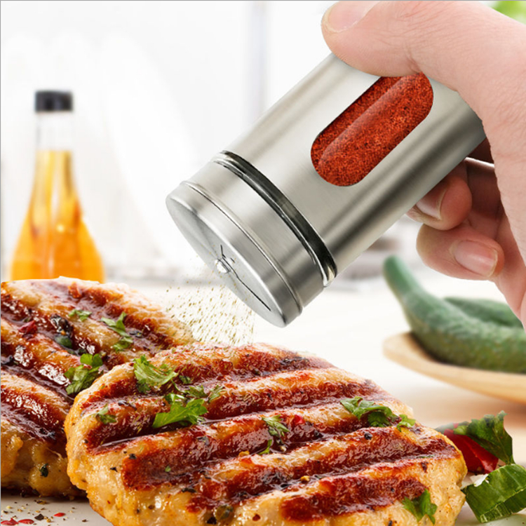 Tarros de especias de acero inoxidable, latas de condimento, tapa giratoria, salero, pimentero, palillo de dientes, botella para almacenamiento de condimentos, estante de especias de cocina