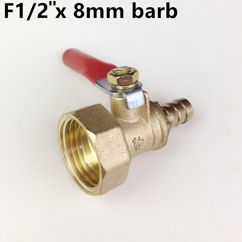 1/4" 3/8" 1/2" Brass Barbed Ball Valve 8mm 10mm Barb Copper Brass Ball Valves Pipe Fittings
