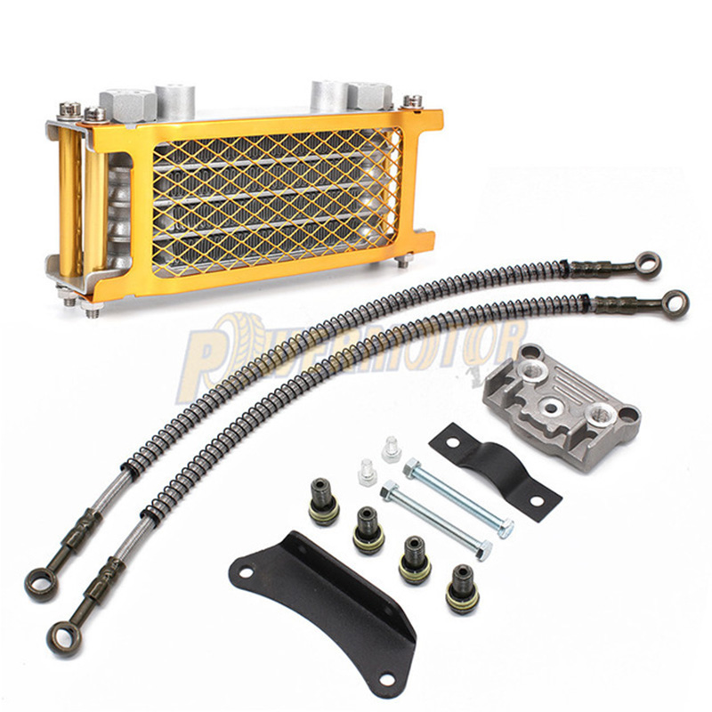 Oil Cooler Motorcycle Oil Radiator Kit Engine Cooling for 50 125 140cc Motocross Universal Dirt Pit Bike ATV Enduro Accessories: Khaki