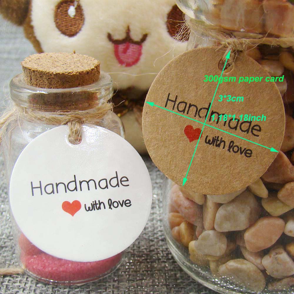 1.18 cala biały/papier do druku kraft tagi zdjęcie 100 sztuk hand made tag z papier przepełniony miłością Tag dla DIY pudełko handmade dobrodziejstw