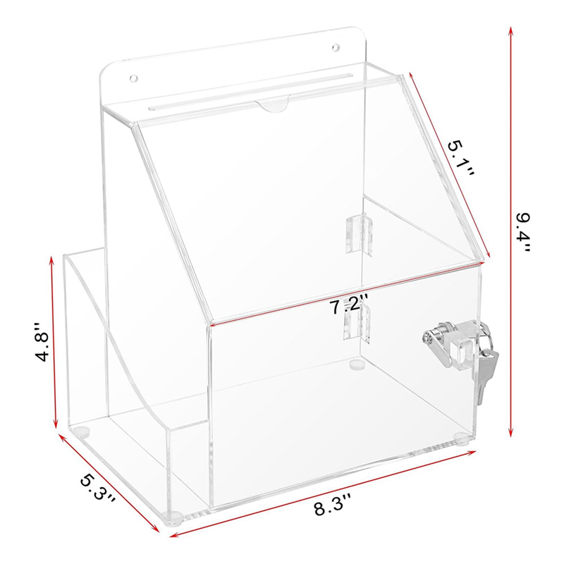 A99E-Acryl-Vorschlagbox mit Schloss, wandmontierte Acryl-Spendenbox mit 12,7 x 17,8 cm Schild, Schlitz, Büro-Betriebsboxen