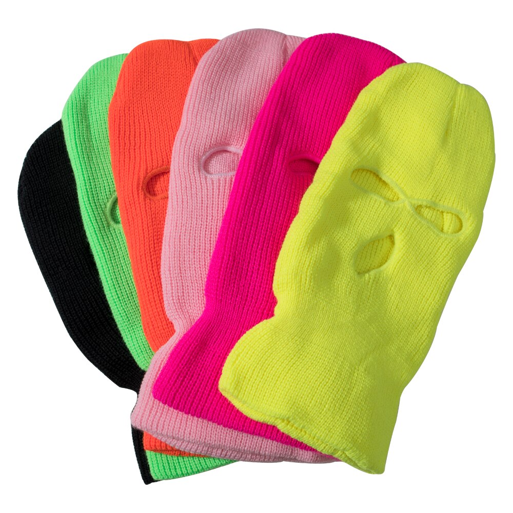 Unisex balaclava mask mössa 3 håls ansiktsmask svart stickad skid snowboard mössa keps vinter mössor dam