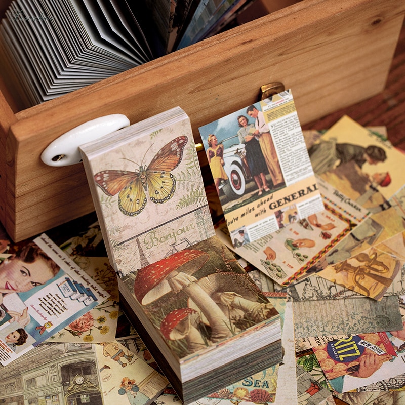 400 stk / lot anonym mailserie mini materiale papir junk journal planner scrapbooking vintage dekorativt diy håndværk papir