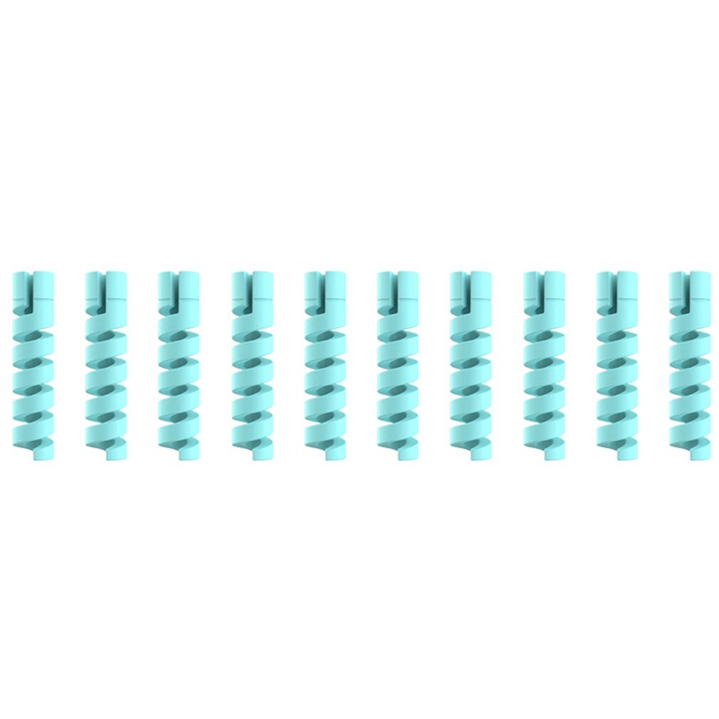 2-10Pcs Cable Protector Winder Wire Cord Organizer Cover for iphone USB Charger Cable Cord Spiral USB Cable Protection: 10pcs blue