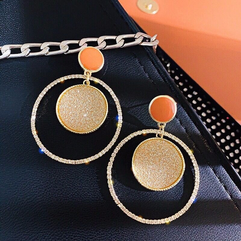 Mix Farbe Runde Kristall Ohrringe Für Frauen Doppel Runde Große Runde Baumeln Ohrringe Modeschmuck pendientes