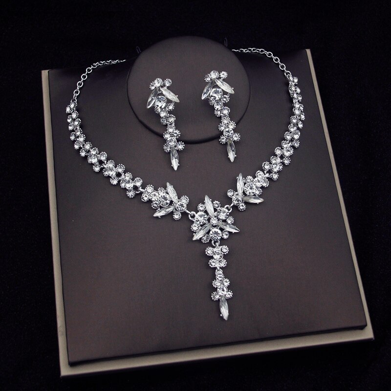 Set di gioielli da sposa in cristallo di fiori per le donne set di diademi per feste orecchini a corona set di gioielli da sposa sposa 2022