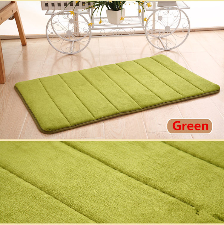 40*60cm Bath Mat Bathroom Carpet Water Absorption Rug Shaggy Memory Foam Bathroom Mat Set kitchen Door Floor: Light Green