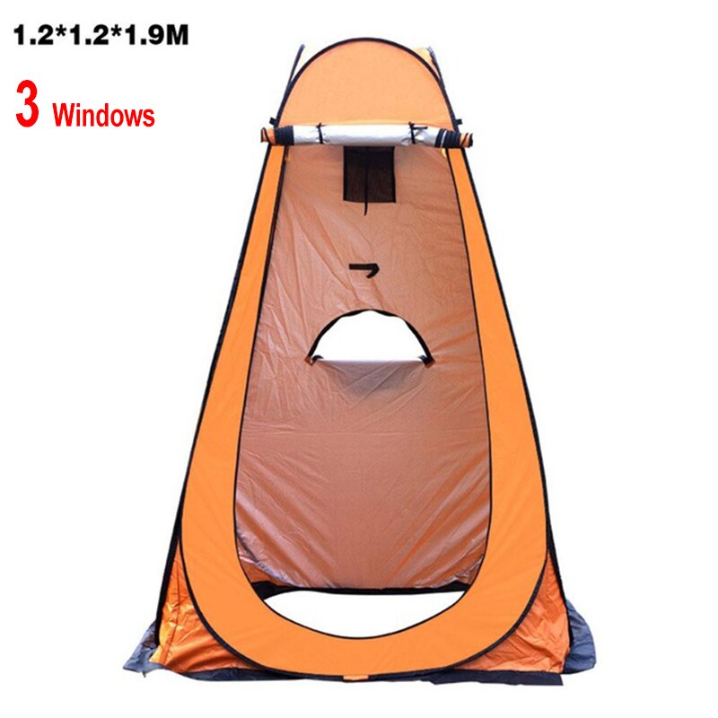 Portable private shower toilet, pop-up camping tent, UV protection, outdoor portable: 3window orange